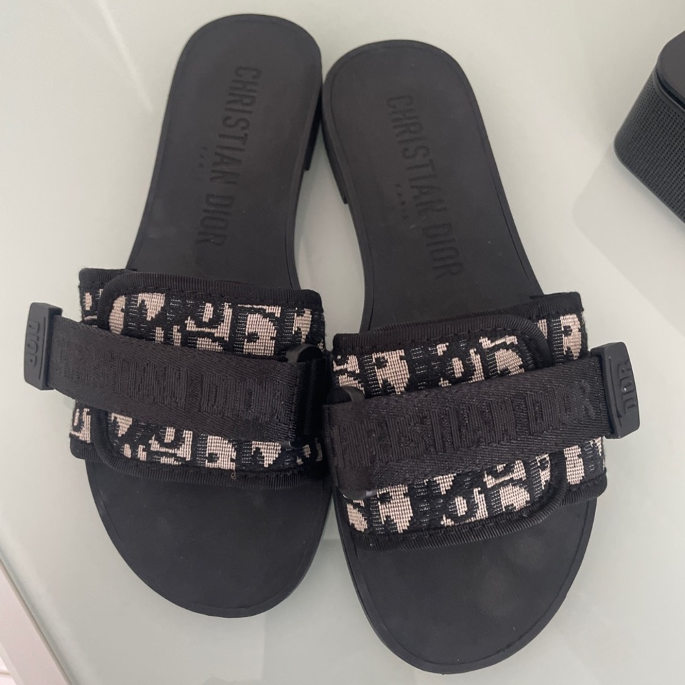 Christian Dior Women's Dio(r)evolution Slide Sandals Oblique Fabric Size 38